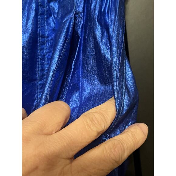 Forte Forte Italy Shiny Pants Jogger Lounge •Women 0/XS• Metallic Blue Parachute - Picture 9 of 14